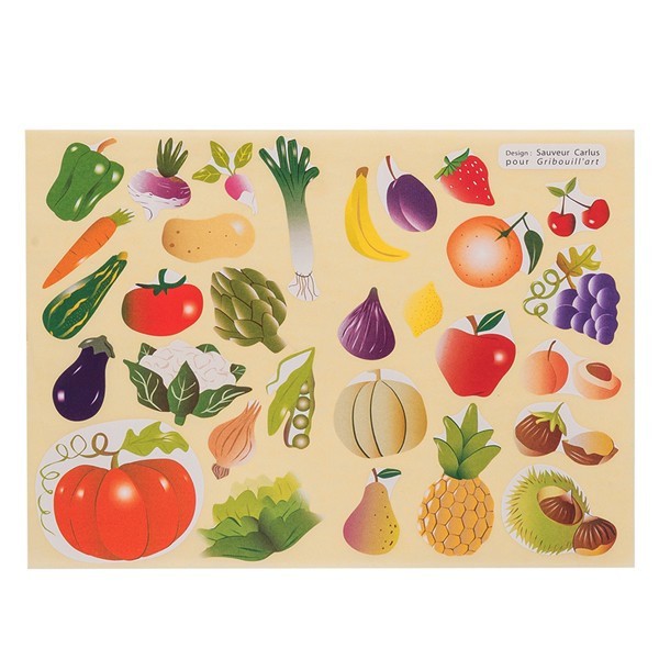 Gommettes - Fruits et légumes - Pour enfant - 120 stickers - Repositionnable - Cléopâtre - Photo n°1