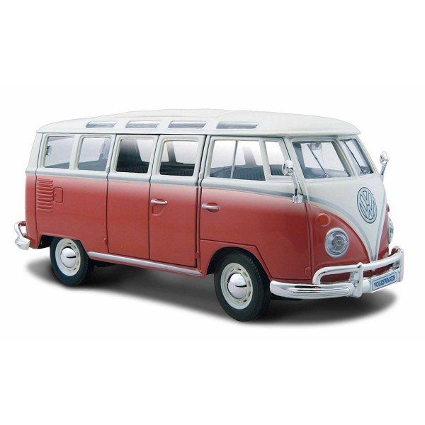 Volkswagen Samba van rouge - échelle 1/25 1/24 Maisto - Photo n°1