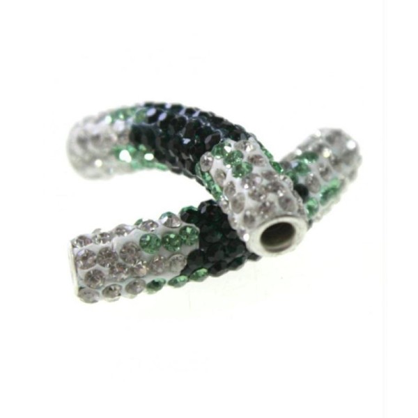 Perles shamballa tubes en cristal bicolores 45 mm (1 pièce) - Photo n°1