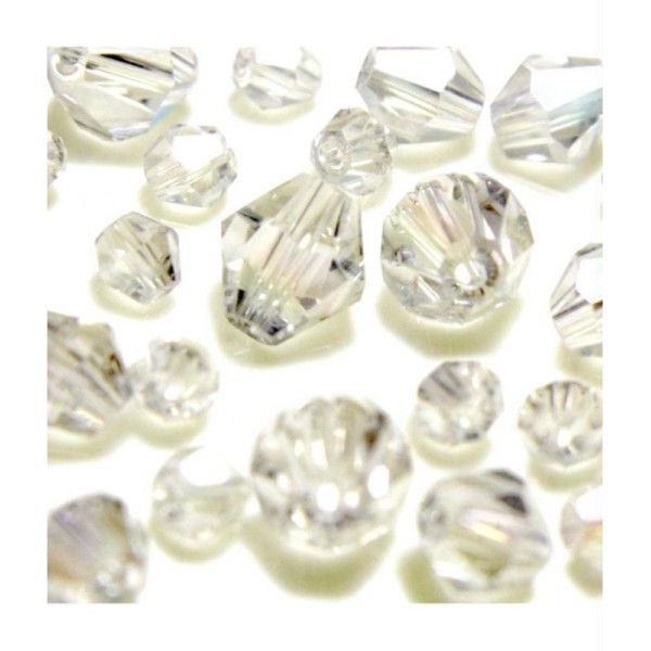 Perles cristal cz bicones en verre quartz de bohême 120 pcs - 4 mm de diamètre - Photo n°1