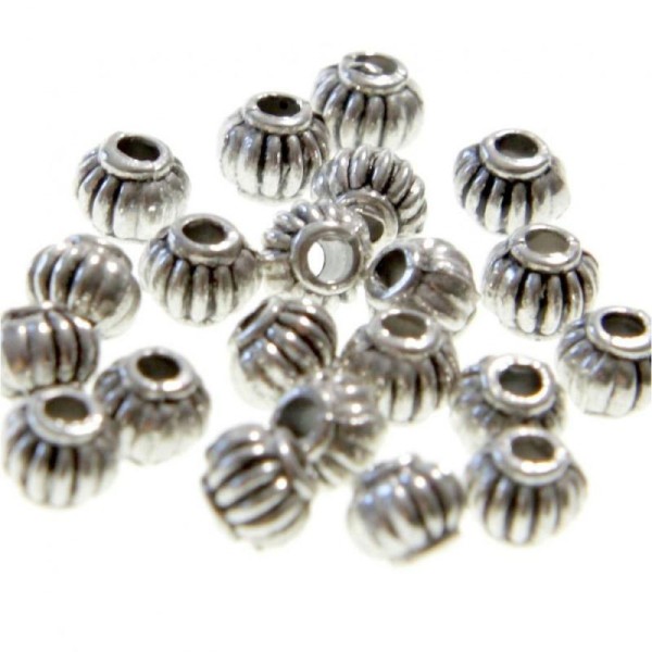 Perles métal citrouille 5 x 4 mm (20 pièces) Argenté - Photo n°1