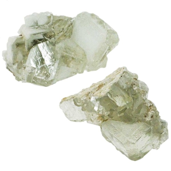 Fluorites vertes cristallisées sur matrice silico-calcaire - 81 grammes - Lot de 2. - Photo n°1