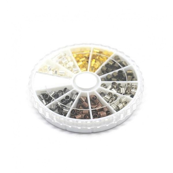 Accessoires création boite de perles à écraser 6 couleurs 3x3mm (420 pièces) Multicolore - Photo n°1