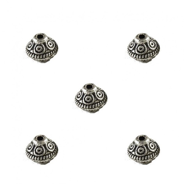 Perles toupie tibétaines en métal 6.5 x 7 mm Argentéx 10 pièces - Photo n°1