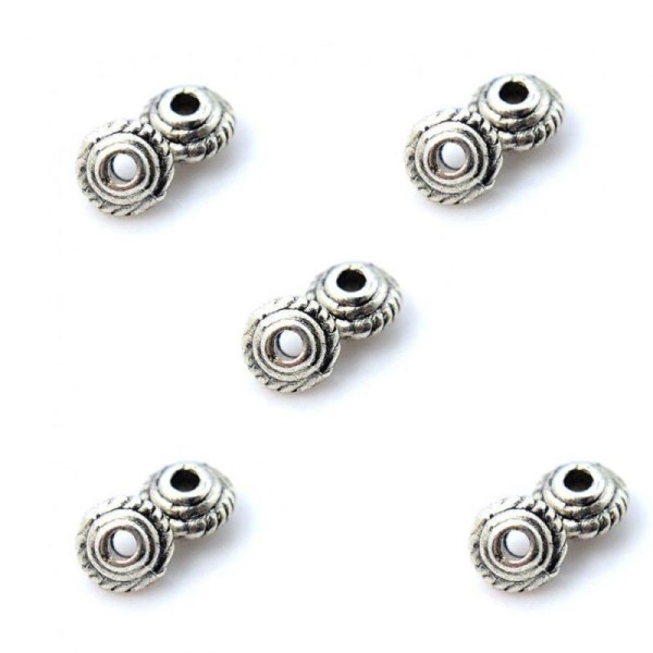 Perles métal toupie 5 x 3 mm (20 pièces) Gris - Photo n°1
