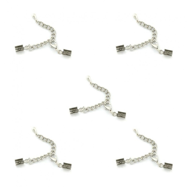 Accessoires création kit fermeture bracelet collier ruban cordon 80 mm 5 pièces Gris - Photo n°1