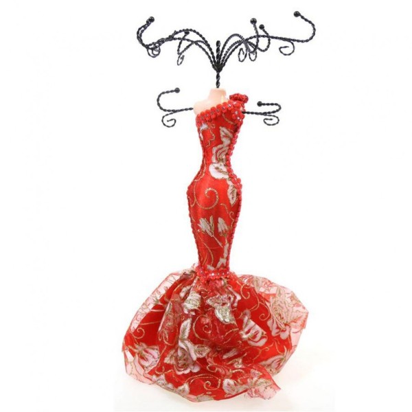 Porte bijoux présentoir pour bracelet poupée robe rouge Rouge - Photo n°1