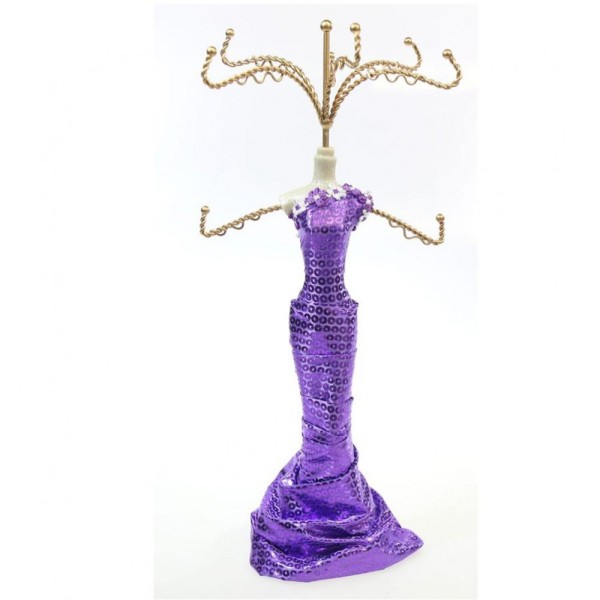 Porte bijoux présentoir pour bracelet poupée robe de soirée violette Violet - Photo n°1