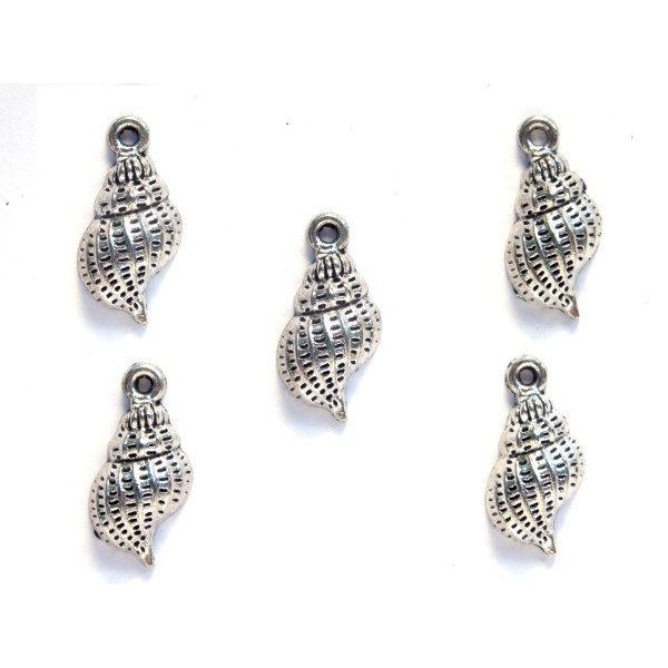 LOT 5 CHARMS/BRELOQUES  plaqué argent coquillage 19*9mm (02) - Photo n°1