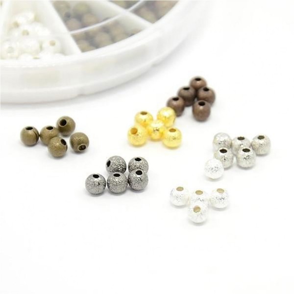 Accessoires création boite de perles rondes glitter 6 couleurs 4 mm (350 pièces) Multicolore - Photo n°2