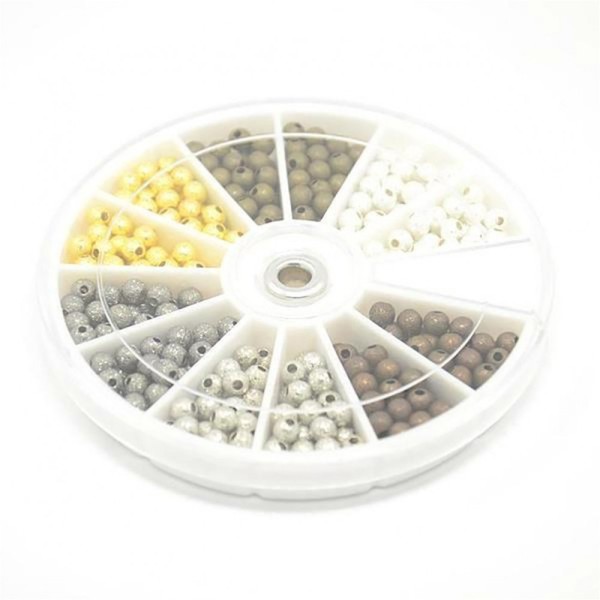 Accessoires création boite de perles rondes glitter 6 couleurs 4 mm (350 pièces) Multicolore - Photo n°1