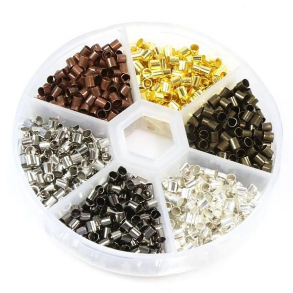 Accessoires création boite de perles à écraser 6 couleurs 3 mm (1200 pièces) Multicolore - Photo n°1