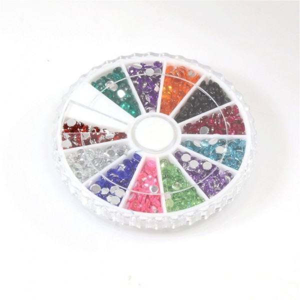 Accessoires création kit de strass bijoux couleurs variées 3 mm (1400 pièces) Multicolore - Photo n°1