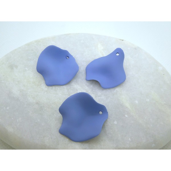 5 Breloques, pendentifs pétale de fleur acrylique, 28*24mm, Bleu Denim - Photo n°1