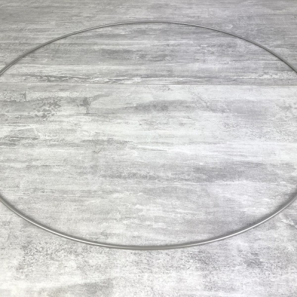 Grand Cercle métallique gris acier, diam. 70 cm pour abat-jour, Anneau epoxy argenté mat Attrape rêv - Photo n°2