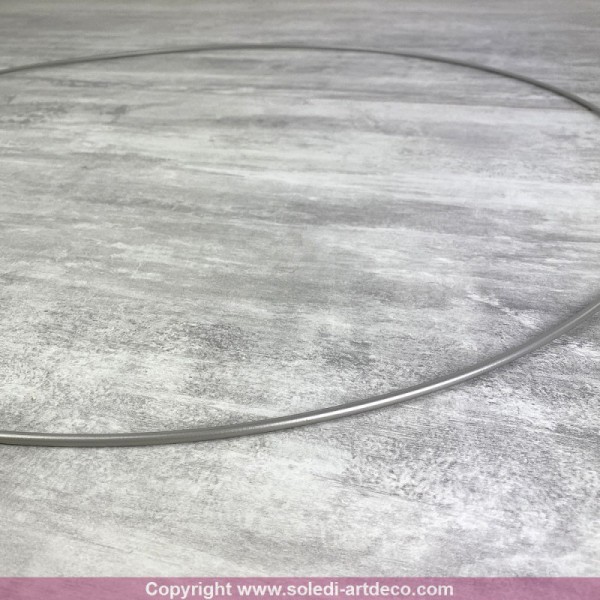 Grand Cercle métallique gris acier, diam. 70 cm pour abat-jour, Anneau epoxy argenté mat Attrape rêv - Photo n°3
