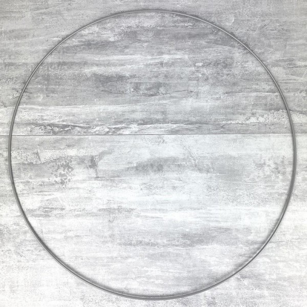 Grand Cercle métallique gris acier, diam. 70 cm pour abat-jour, Anneau epoxy argenté mat Attrape rêv - Photo n°1