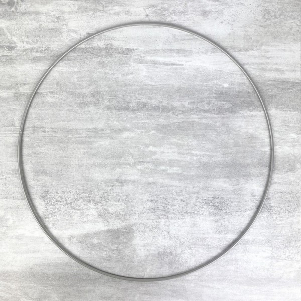 Cercle métallique gris acier, diam. 50 cm pour abat-jour, Anneau epoxy argenté mat Attrape rêves - Photo n°1