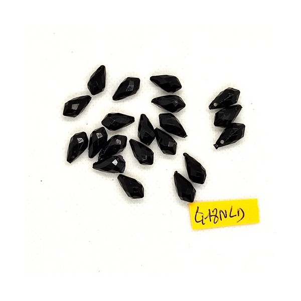 20 Perles en résine noir - 6x12mm - 418NLD - Photo n°1