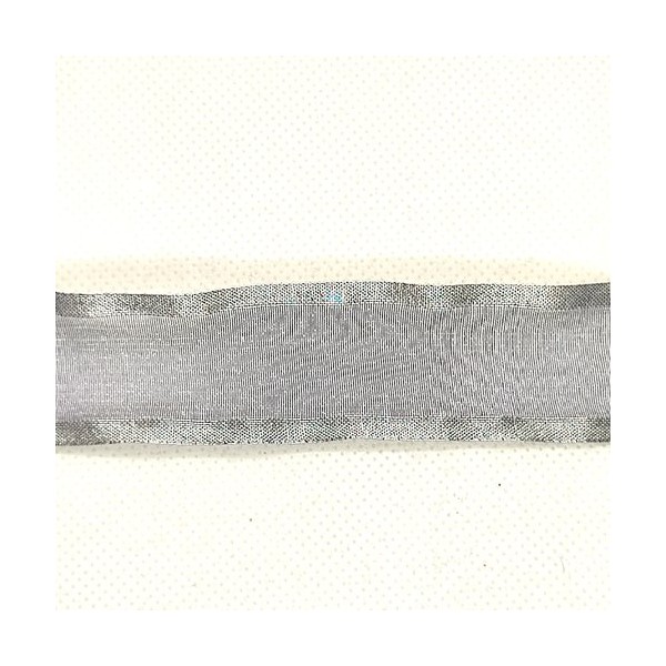 10M de ruban en organza gris / bleu et argenté- 25mm - Photo n°1