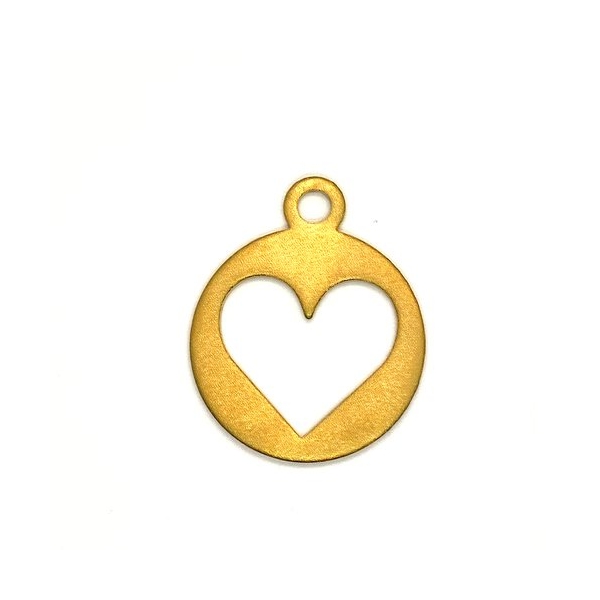 1 Breloque / pendentif en métal doré - un coeur – 41x50mm - Photo n°1