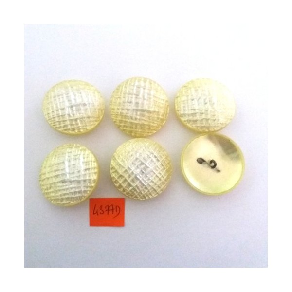 6 Boutons en résine jaune clair - vintage - 31mm - 4377D - Photo n°1