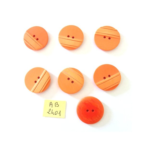 7 Boutons en résine orange - 23mm - AB2401 - Photo n°1
