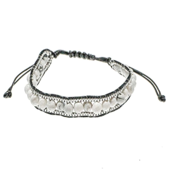 Bracelet wrap avec chaine vénitienne et perles rondes en howlite. - Photo n°1