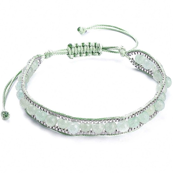 Bracelet wrap avec chaine vénitienne et perles rondes en aventurine verte. - Photo n°1