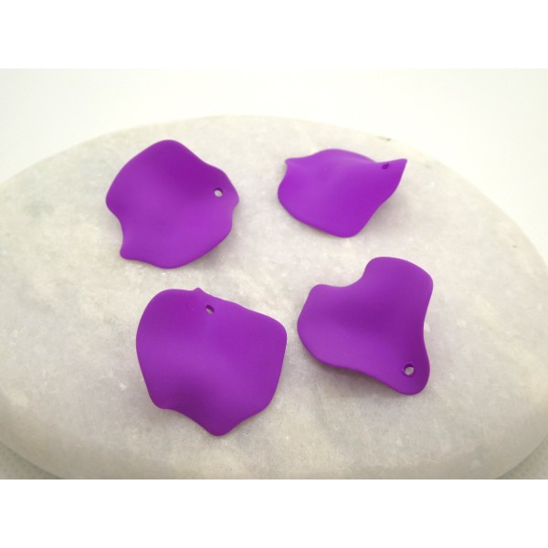 5 Breloques, pendentifs pétale de fleur acrylique, 28*24mm, Violet - Photo n°1