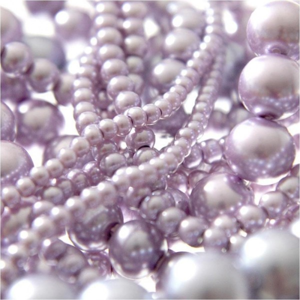 Perles nacrées 5 mm en verre de bohême couleurs pastel lot de 100 Parme - Photo n°1