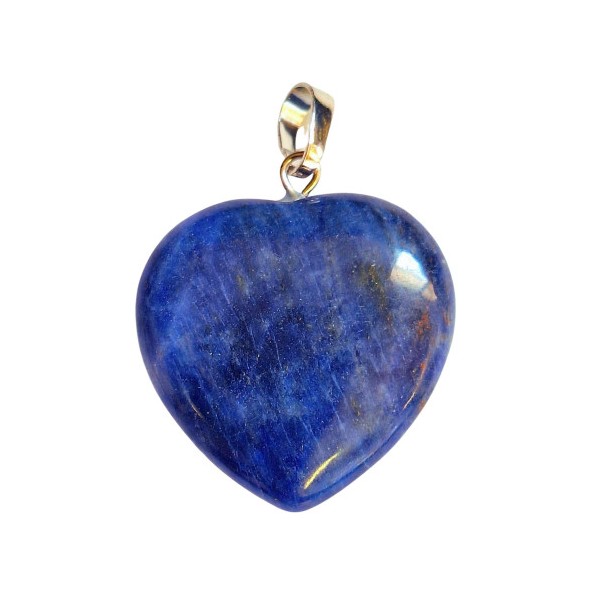Grand pendentif coeur en sodalite bleue + chaine 2,5cm - Photo n°2