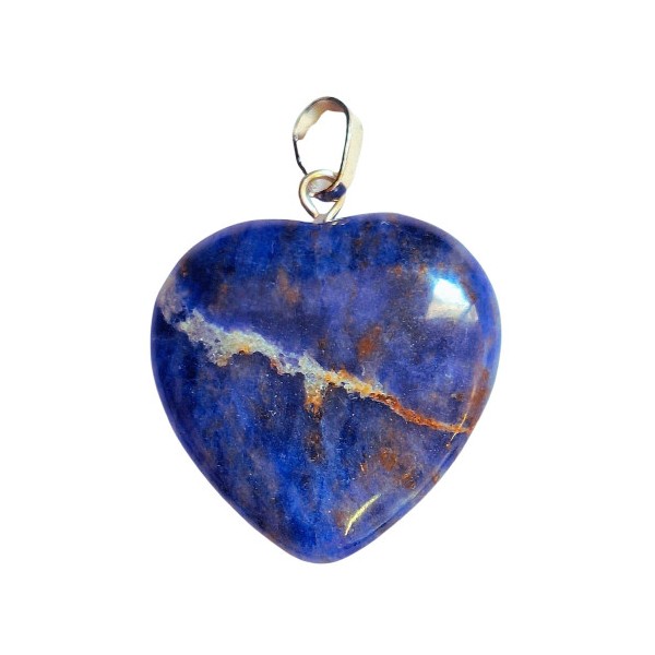 Grand pendentif coeur en sodalite bleue + chaine 2,5cm - Photo n°1