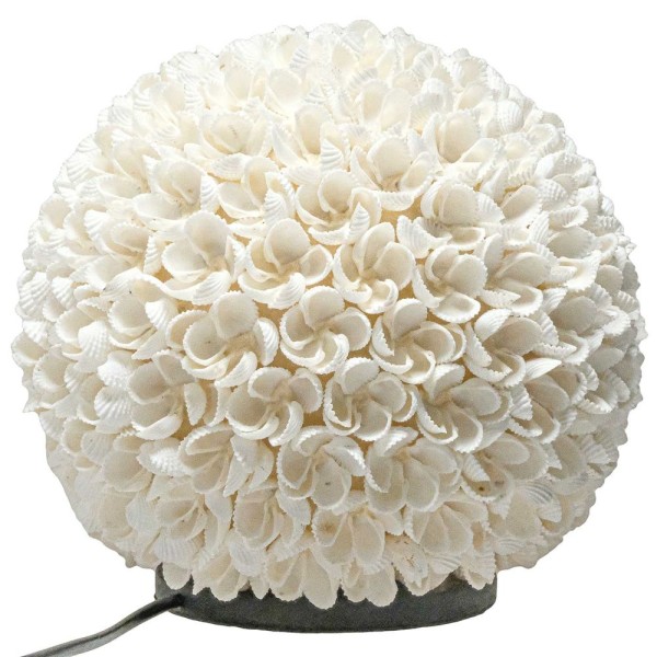 Lampe sphère de coquillages bivalves pecten blancs. - Photo n°2