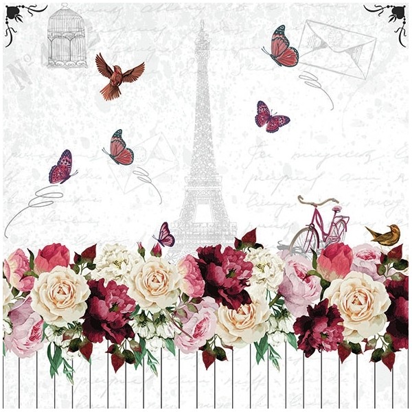 4 serviettes en papier découpage collage 33 cm ROMANTIQUE PARIS FL 104 EC - Photo n°1