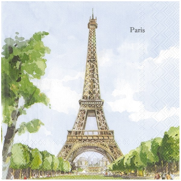4 serviettes en papier découpage collage 33 cm PARIS TOUR EIFFEL DIV 100 EC - Photo n°1