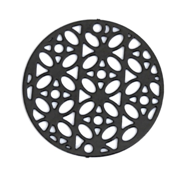 PS110200258 PAX de 5 Estampes pendentif filigrane Mandala 20 mm métal coloris Noir - Photo n°1