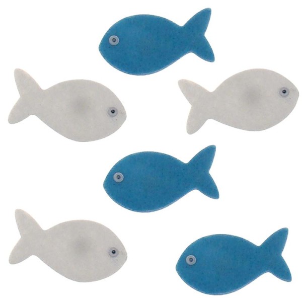 Gros poissons bleu et blanc en feutrine 6 cm x 6 - Photo n°1