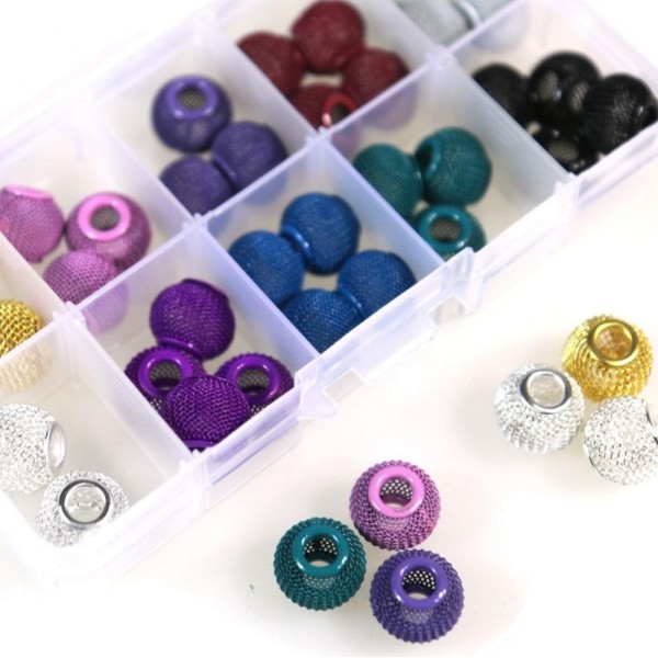 Perles kit de perles boules métal tressées de plusieurs couleurs Multicolore - Photo n°1