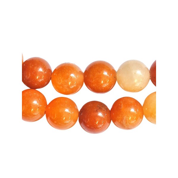 Fil de 60 perles rondes 6mm 6 mm en Aventurine orange rouge - Photo n°1