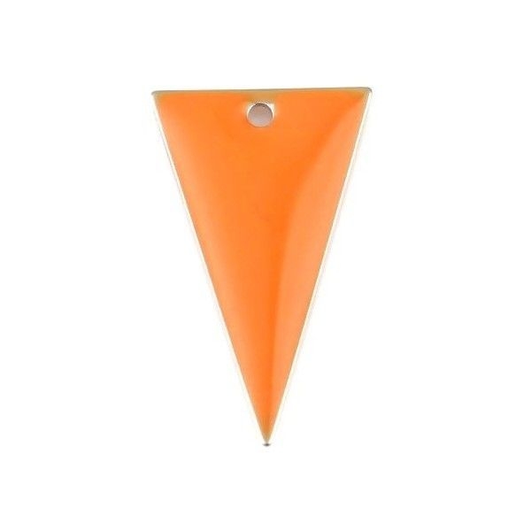 PS11667948 PAX 4 sequins résine style émaillés Triangle Orange 22 par 13mm sur une base en métal Arg - Photo n°1