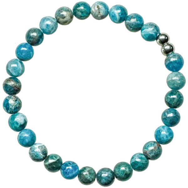 Bracelet en apatite bleue - Perles rondes 6 mm. - Photo n°1
