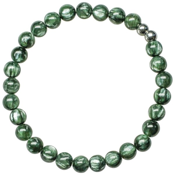 Bracelet en séraphinite - Perles rondes 6 mm. - Photo n°1