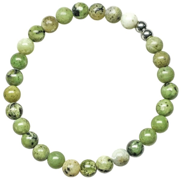Bracelet en serpentine verte - Perles rondes 6 mm. - Photo n°1