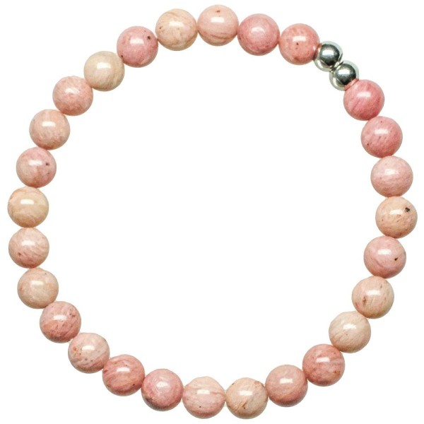 Bracelet en rhodonite - Perles rondes 6 mm. - Photo n°1