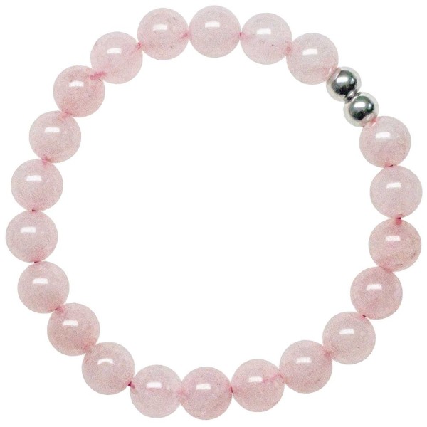 Bracelet en quartz rose - Perles rondes 8 mm. - Photo n°1