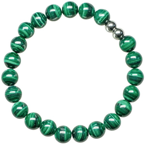 Bracelet en malachite - Perles rondes 8 mm. - Photo n°1