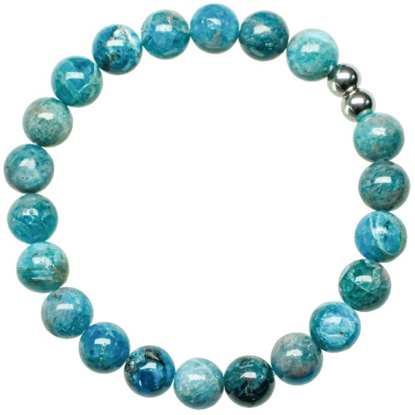 Bracelet en apatite bleue - Perles rondes 8 mm. - Photo n°1