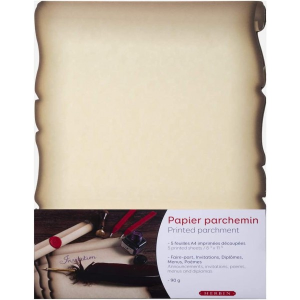 Papier parchemin - A4 21x29,7 cm - Pour imprimante - Invitations - Faire-part - Diplôme - Photo n°1