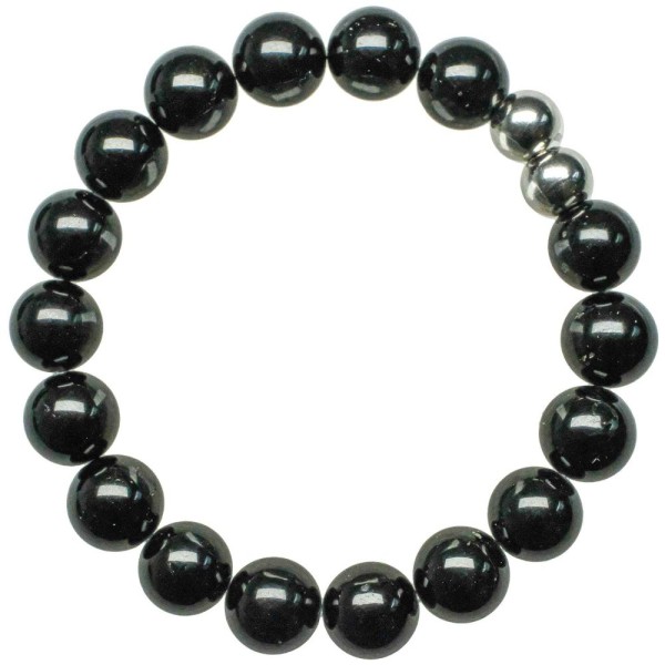 Bracelet en tourmaline noire - Perles rondes 10 mm. - Photo n°1